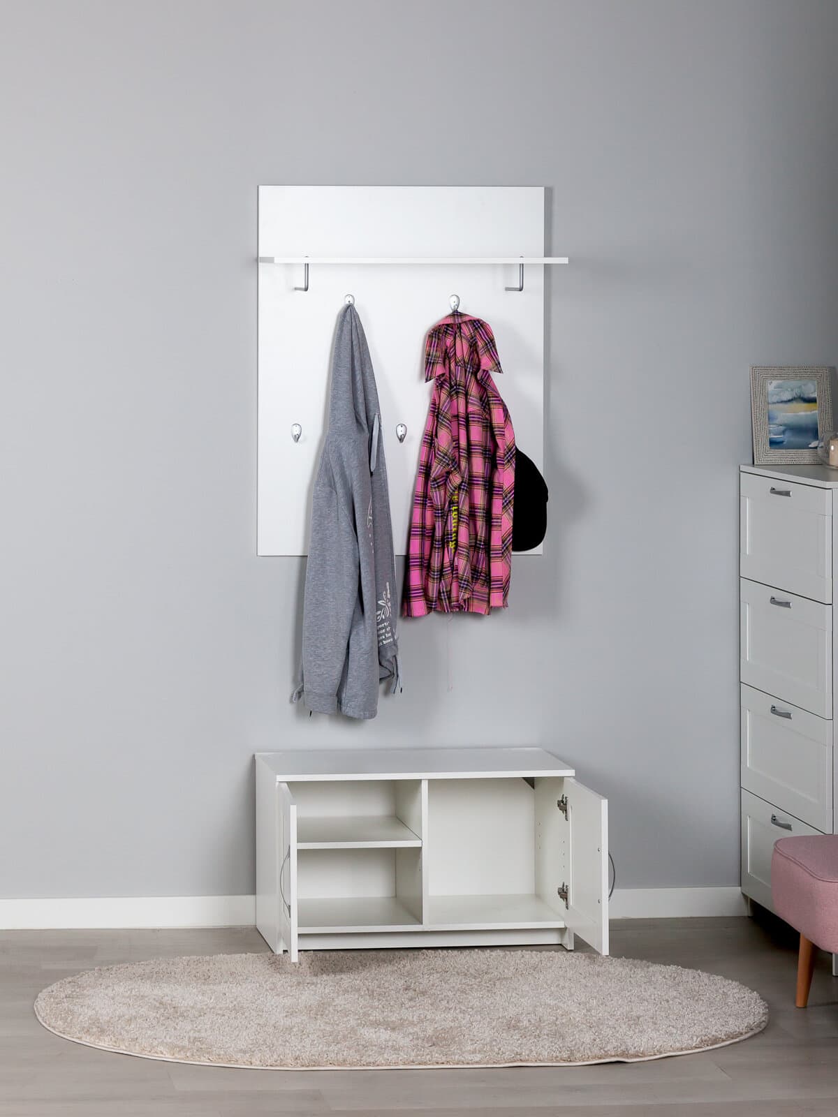 Вешалка Сириус, настенная с полкой, 78х31х100 см, белая hover