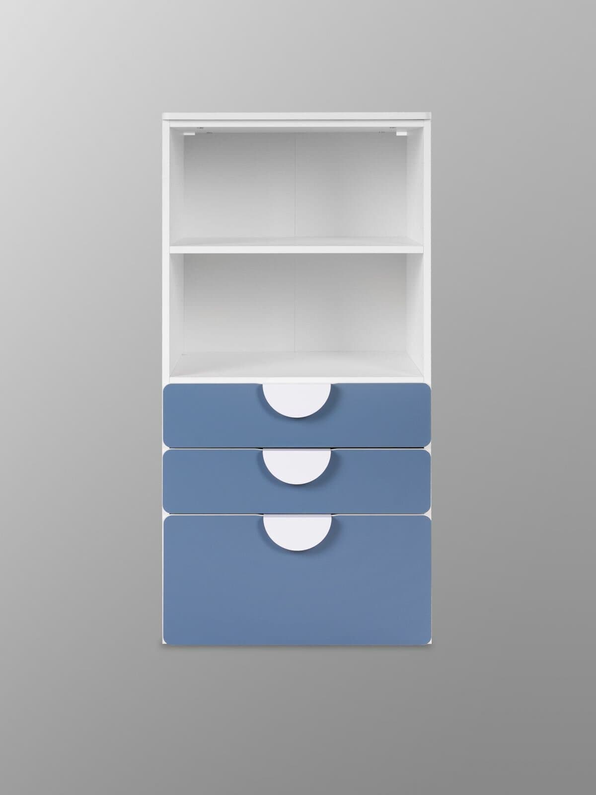 Стеллаж Пикси, с тремя выдвижными ящиками 60x57x120, озорной василек 11
