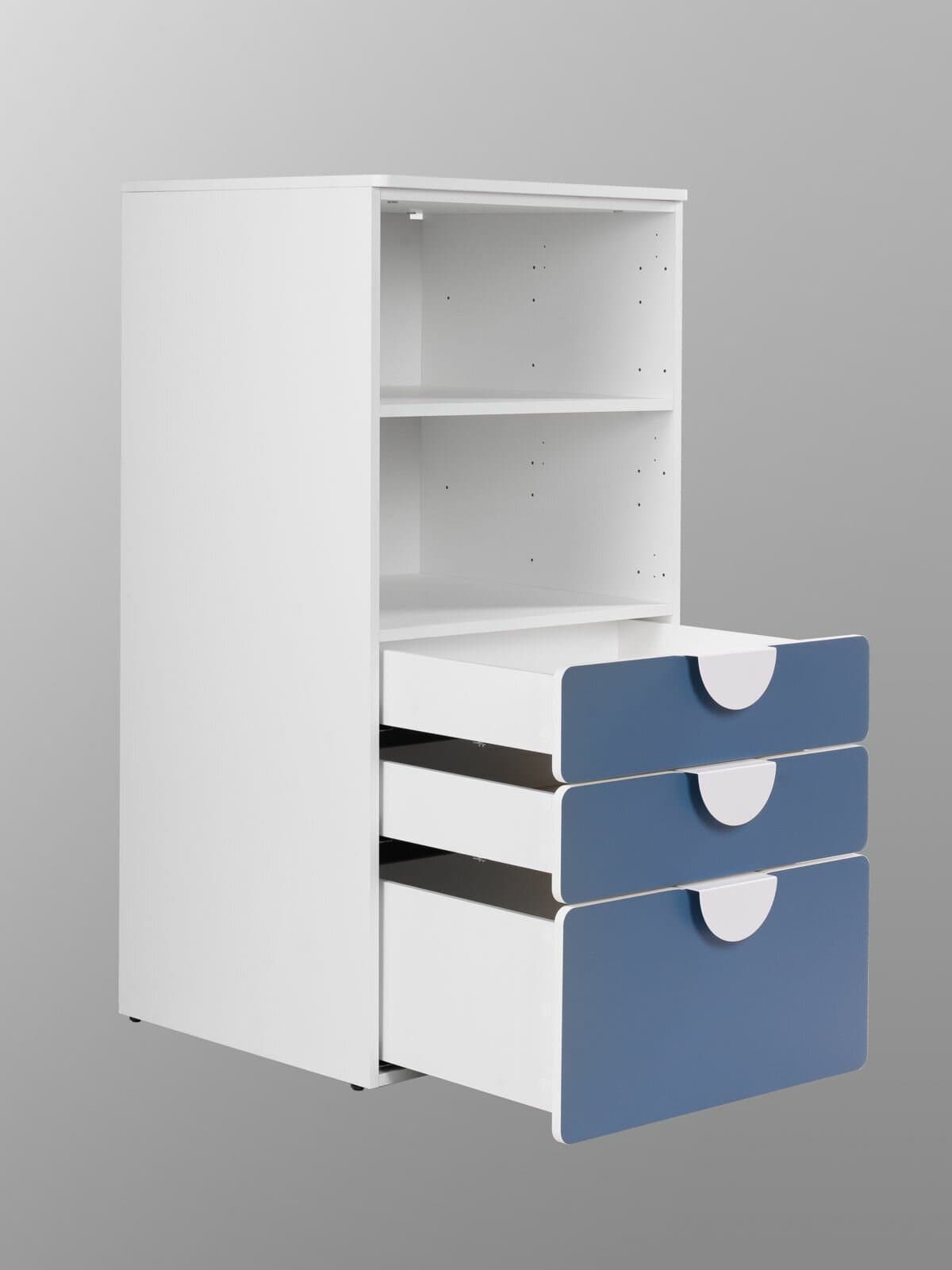 Стеллаж Пикси, с тремя выдвижными ящиками 60x57x120, озорной василек 13