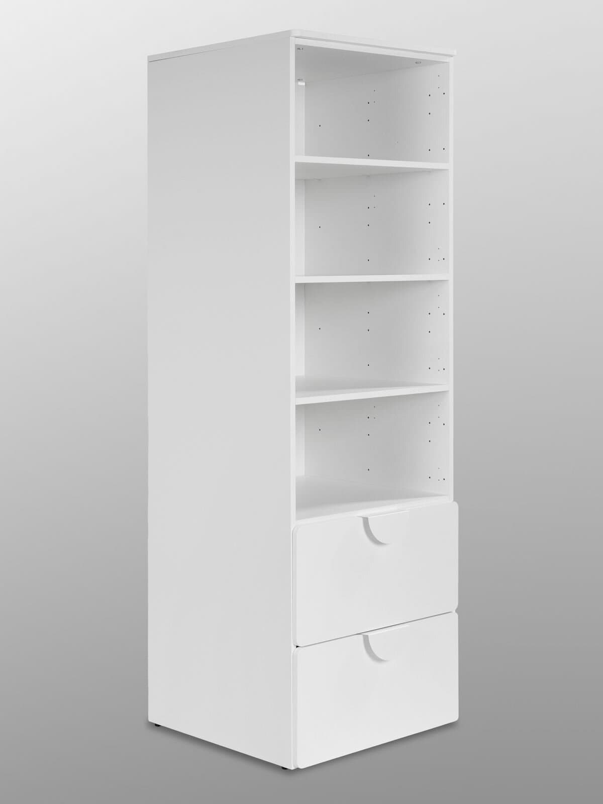 Стеллаж Пикси, с двумя выдвижными ящиками 60x57x180, белый (робкий подснежник) 16