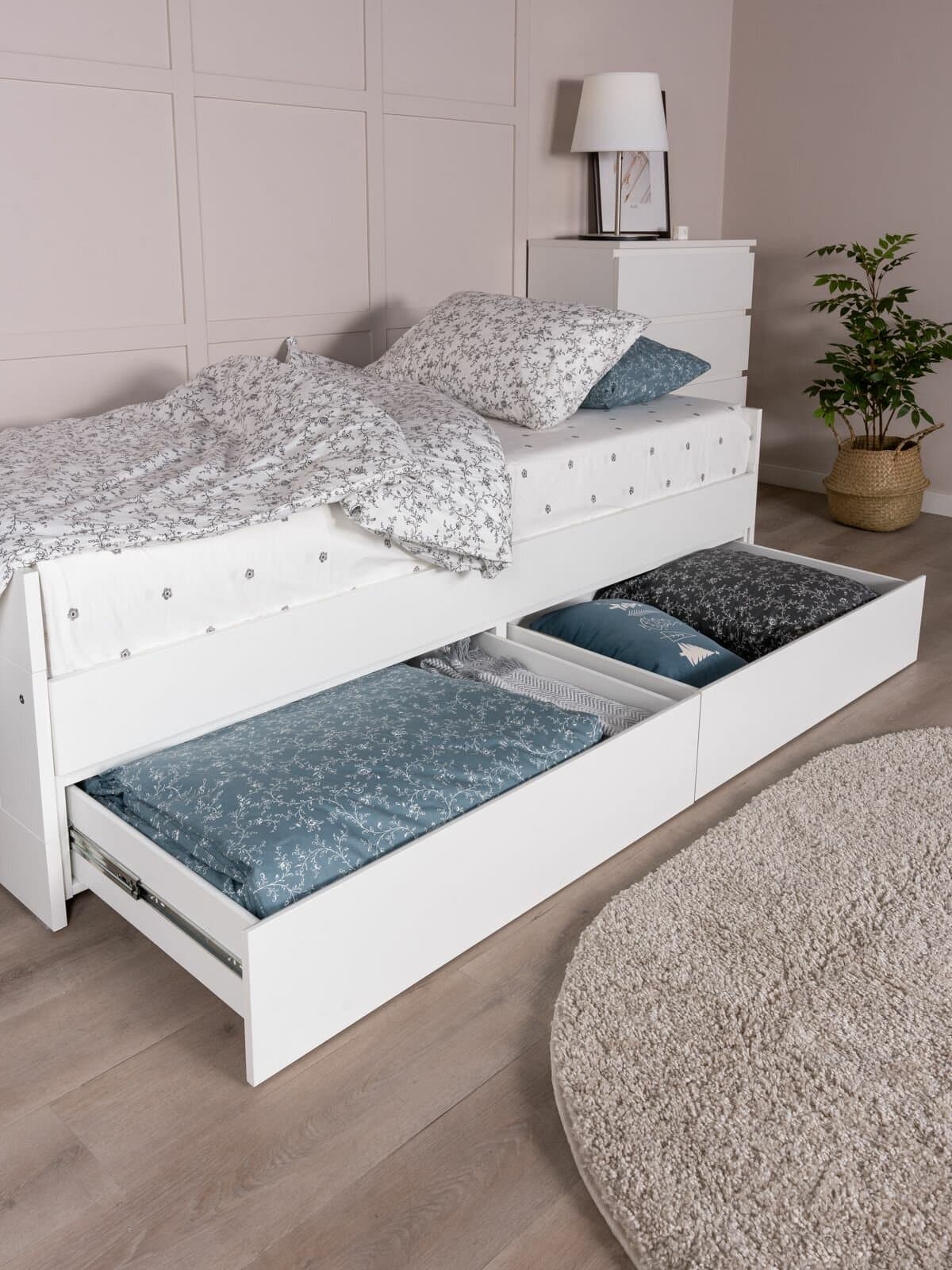 Кровать раздвижная Сириус, с ящиками, 90х200/180х200 см, белая 7