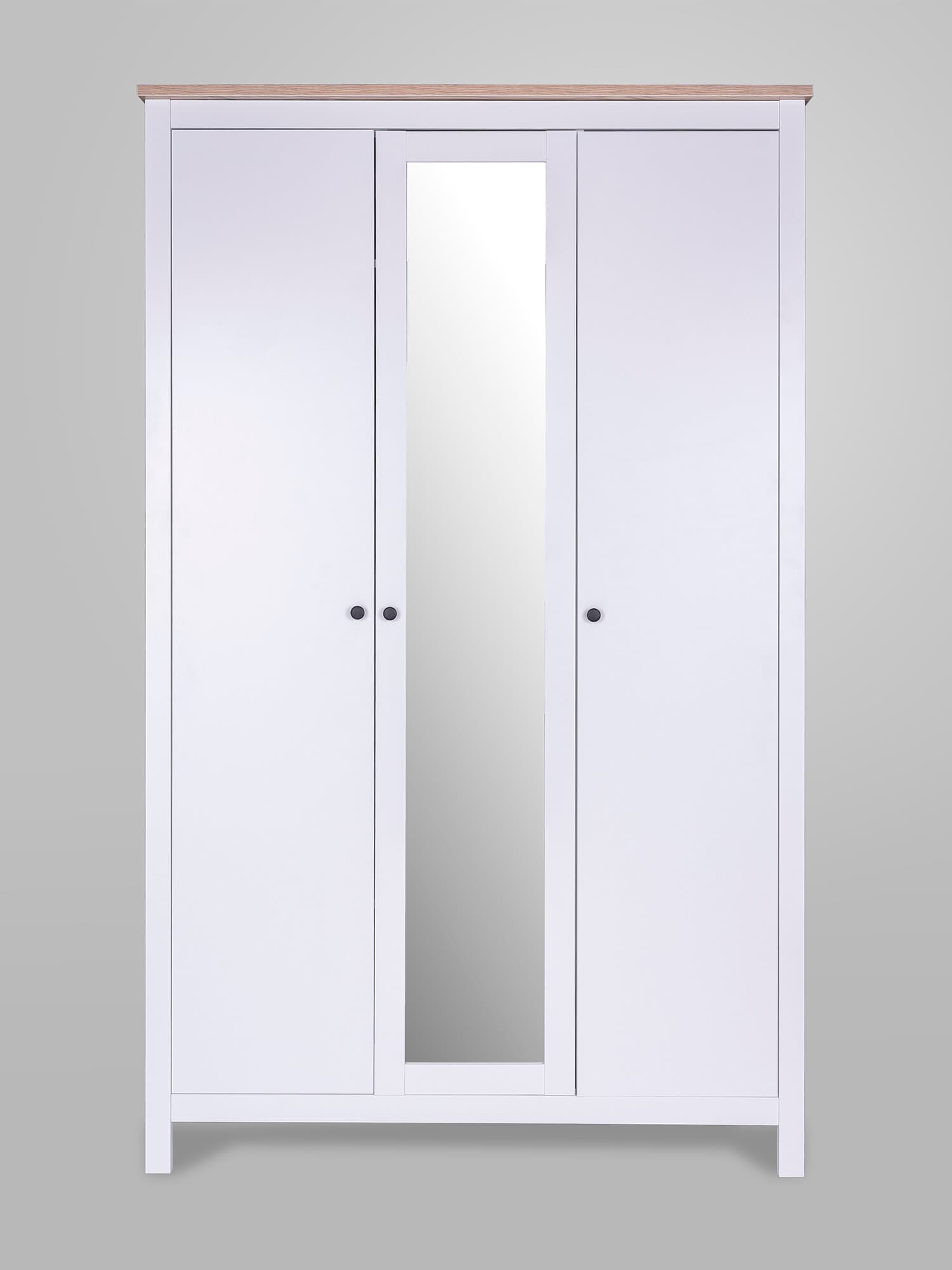 Шкаф распашной Сага, 3 двери, 132х64х215 см, белый/ясень 8