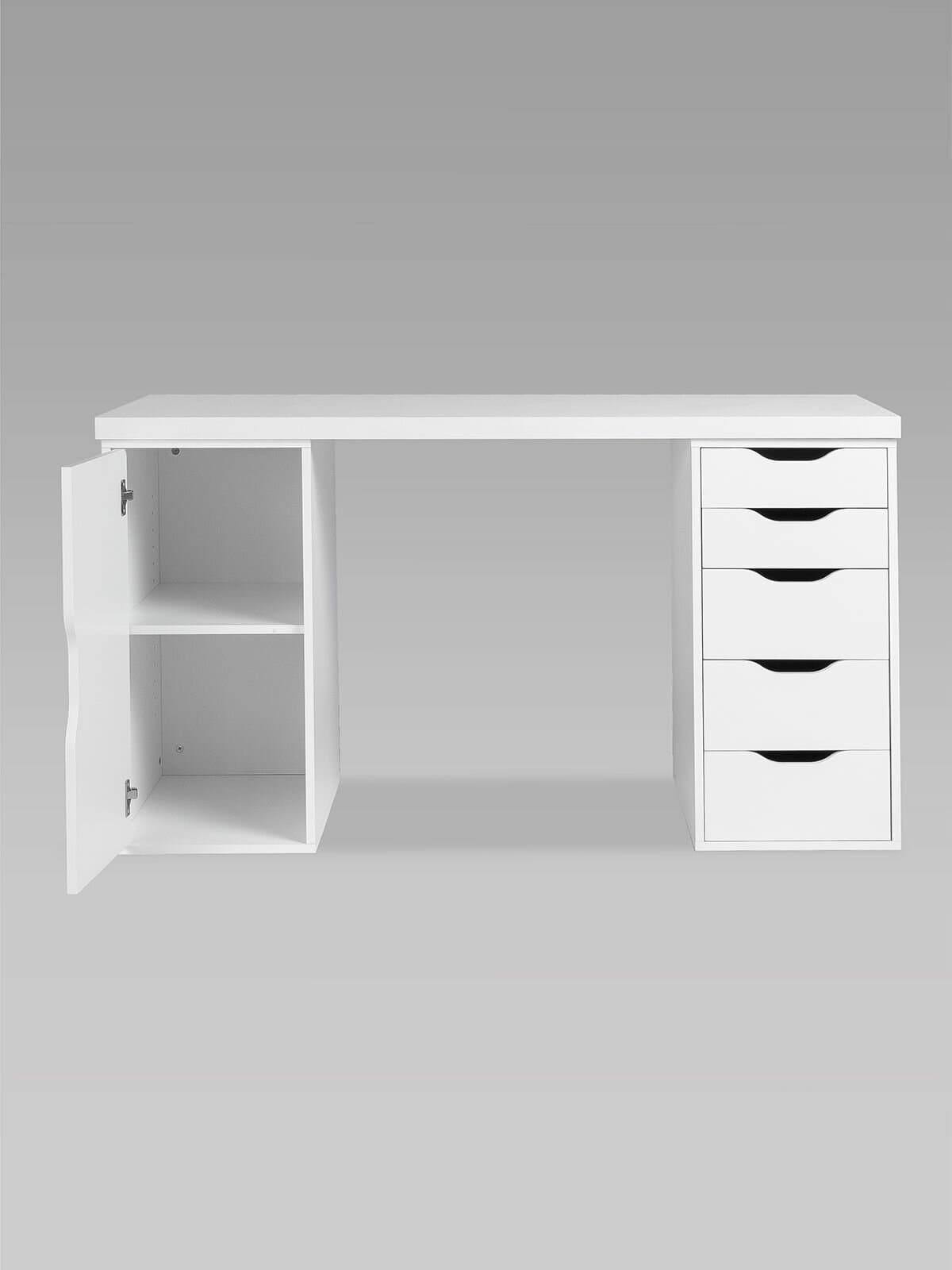 Стол письменный Ингар, с дверцей и 5 ящиками, 140x75x55, белый 12