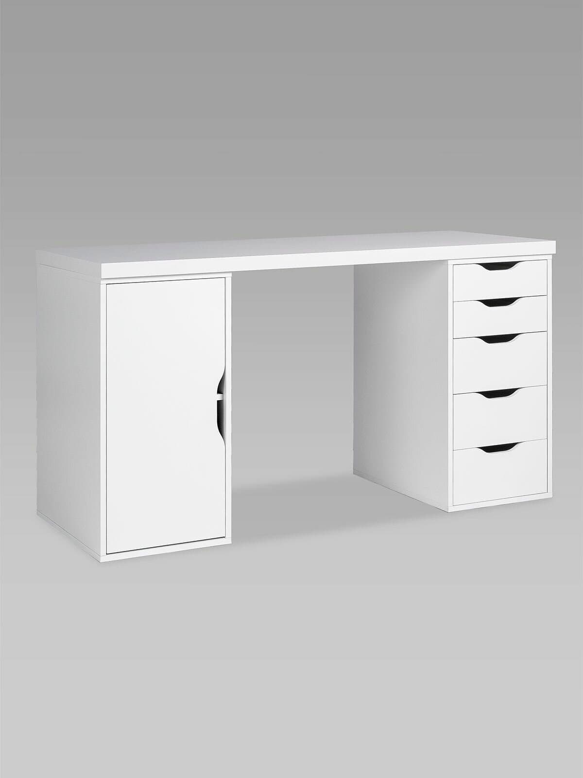 Стол письменный Ингар, с дверцей и 5 ящиками, 140x75x55, белый 13