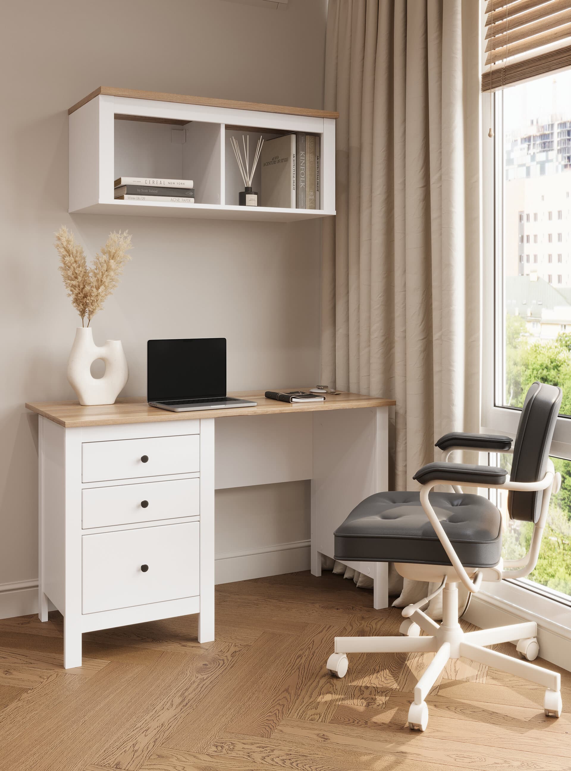 Стол письменный Сага, 120х56, белый/ясень 6