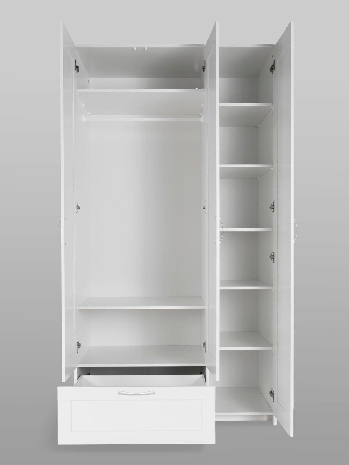 Шкаф Сириус, 3 двери и 1 ящик, 117х59х220 см, белый 13