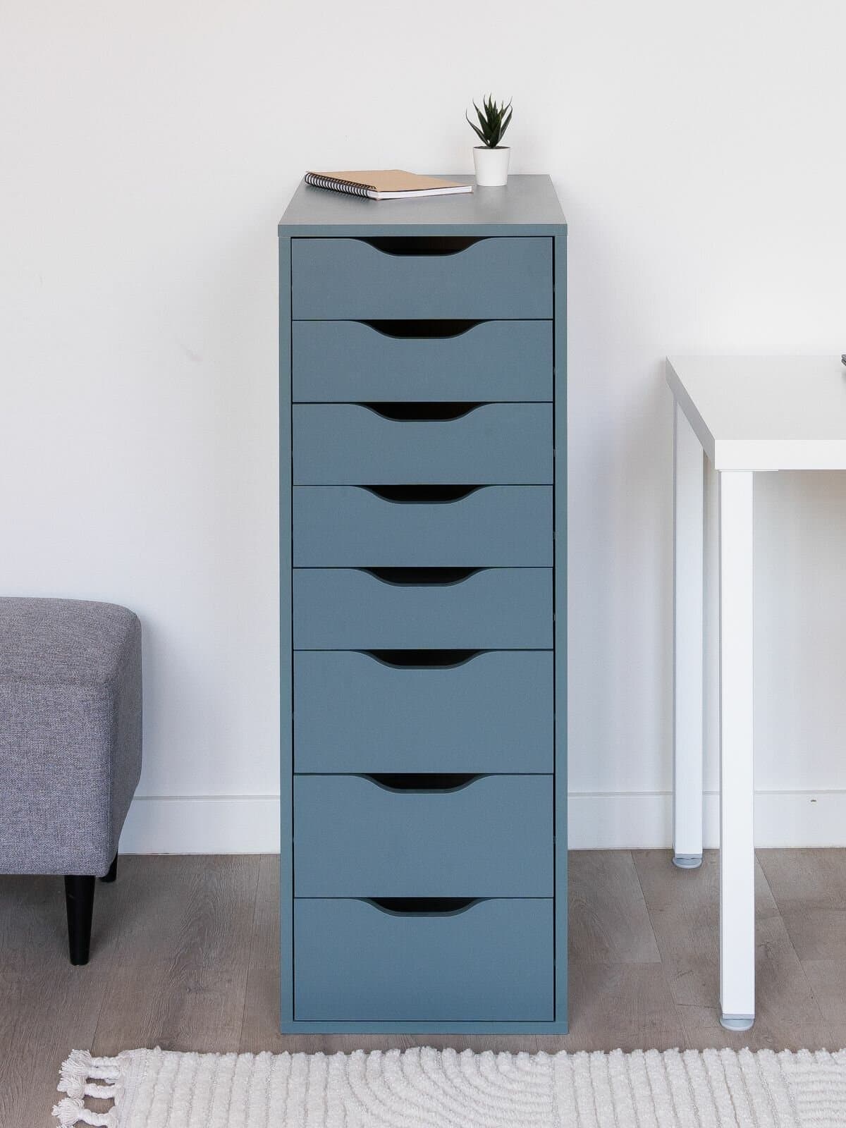 Комод Ингар, 8 ящиков, 36x102x53 см, серо-бирюзовый