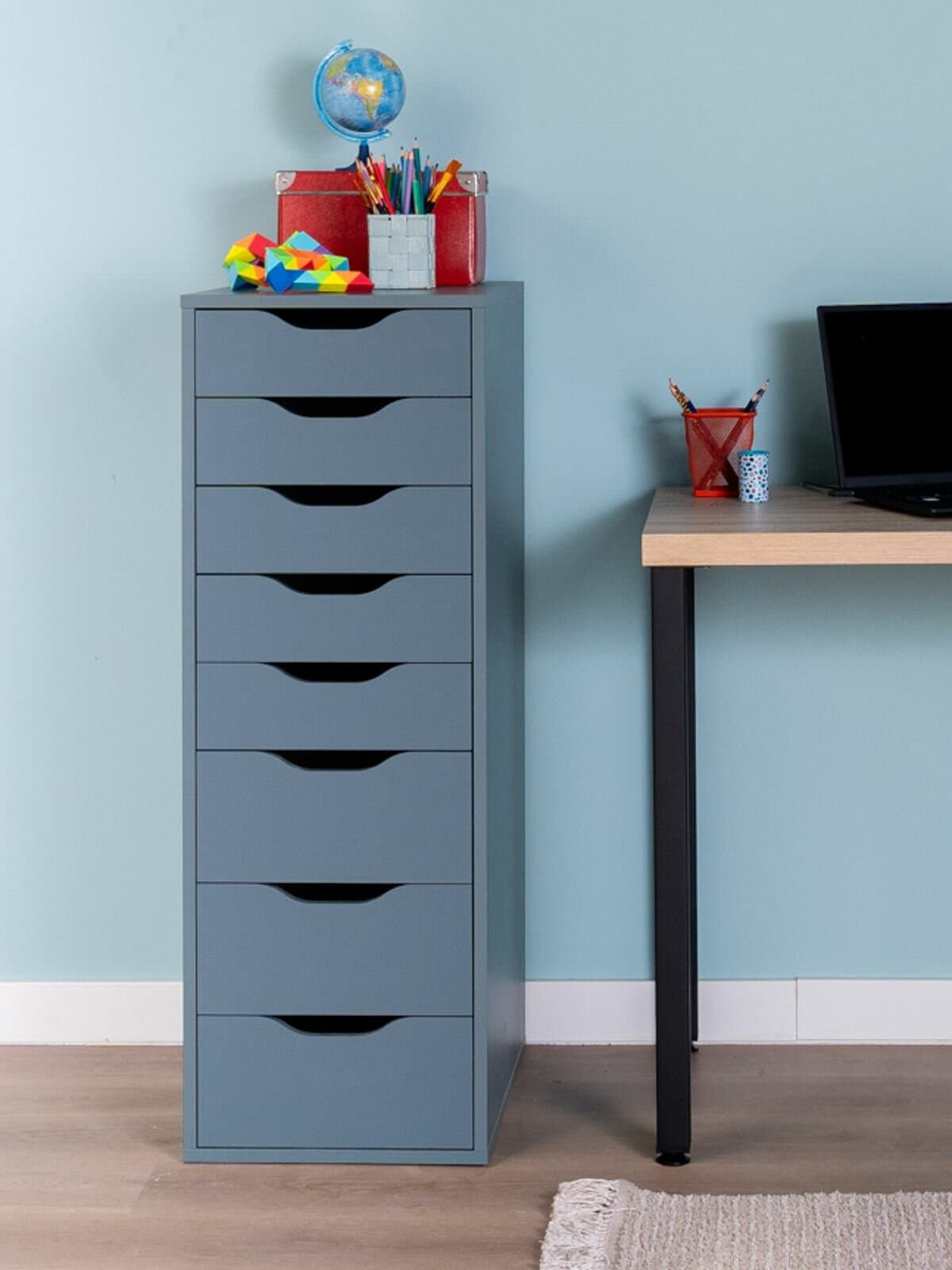 Комод Ингар, 8 ящиков, 36x102x53 см, серо-бирюзовый 6