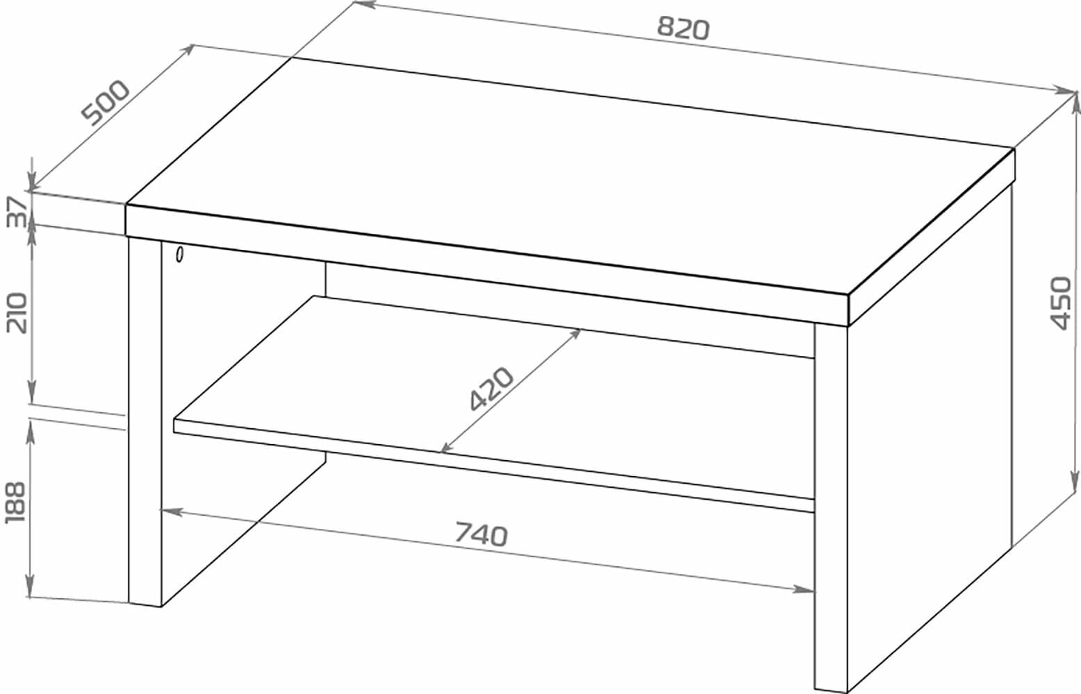Стол журнальный Энкель, с полкой, 82x50x45 см, белый 12