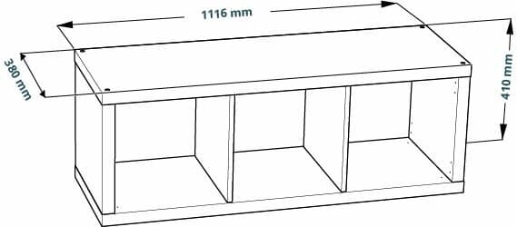 Стеллаж Фора, 3 полки, 112х42х38 см, дуб беленый 12