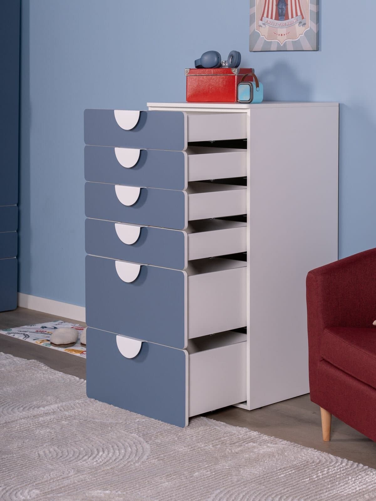 Комод Пикси, 6 ящиков 60x57x120, озорной василек 3