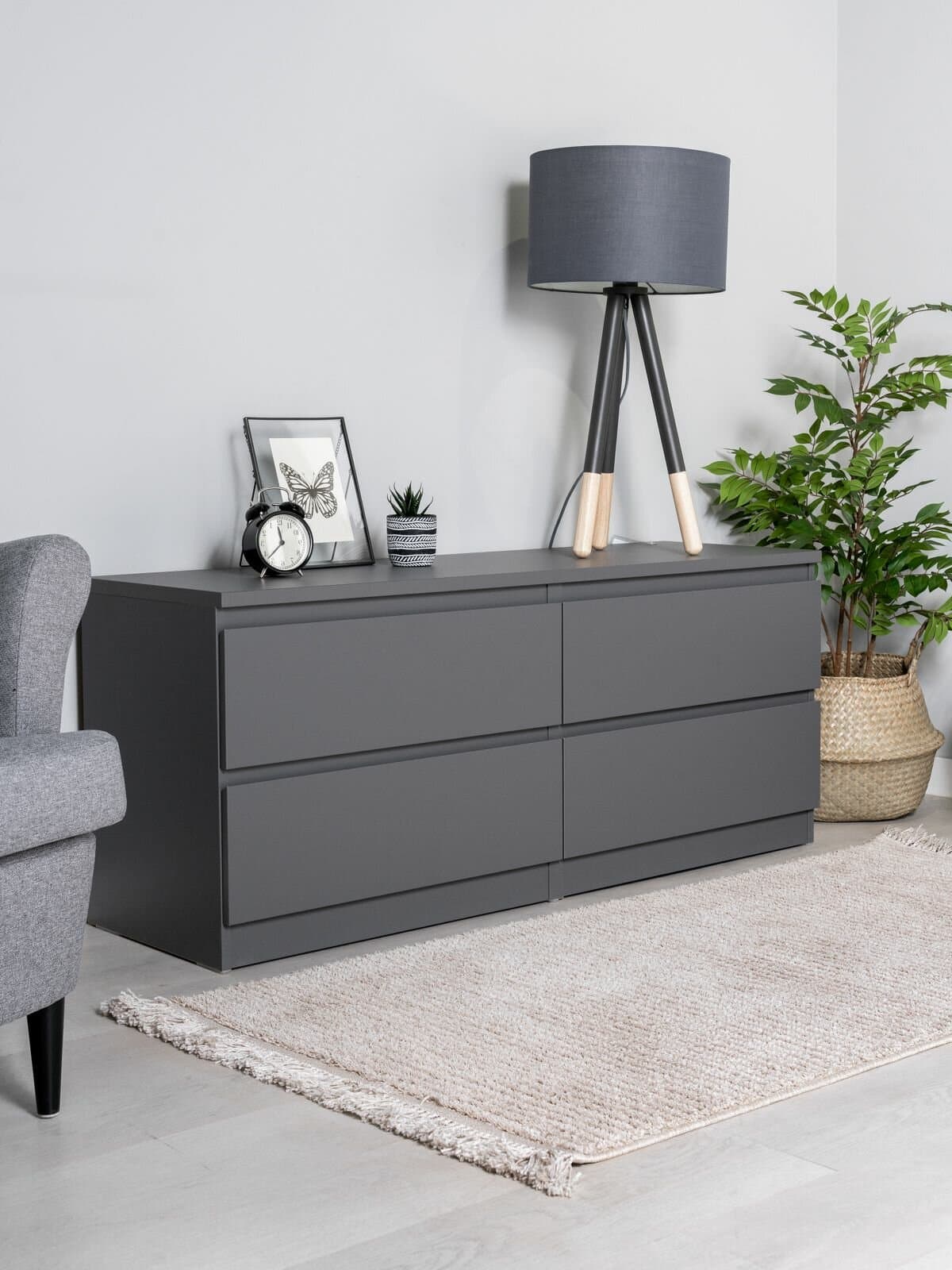 Тумба для ТВ Кастор, 4 ящика, 130х40х54 см, серая 3