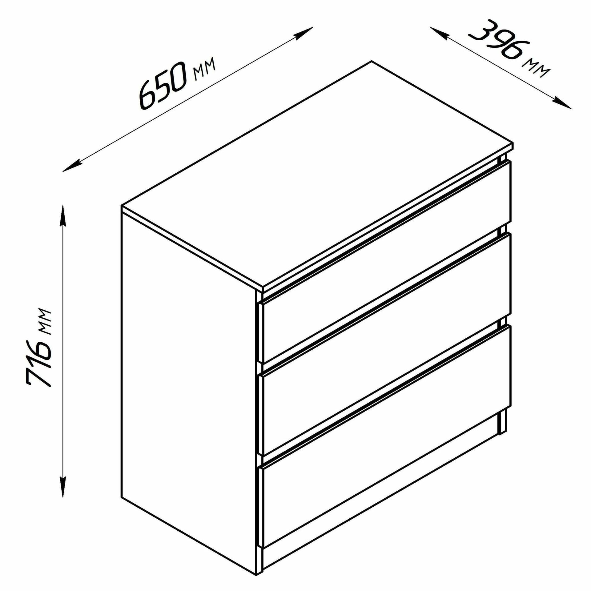 Комод Кастор, 3 ящика, 65х40х71 см, черный, дуб венге 15