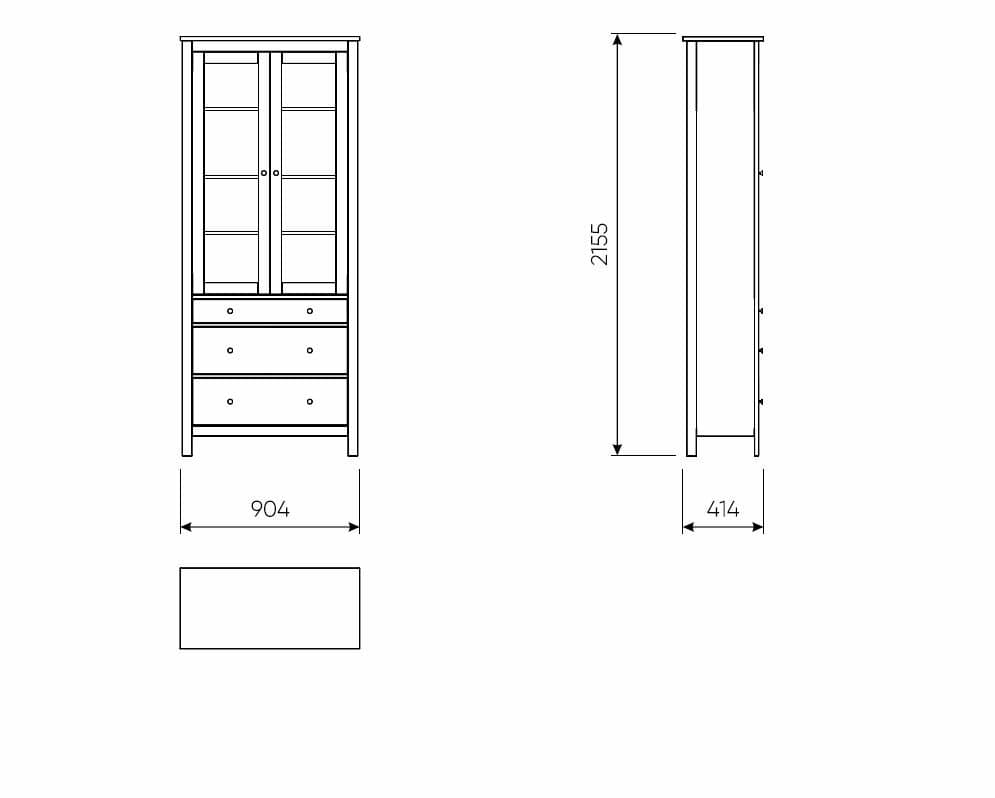 Шкаф с витриной Сага, 90х41х215 см, серый/ясень 17