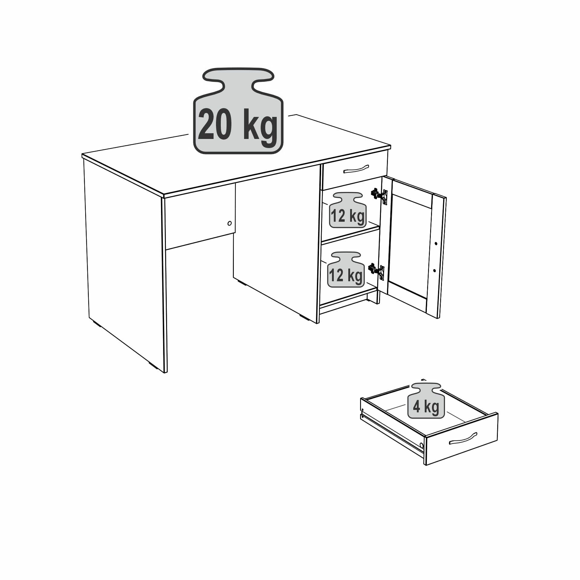 Стол письменный Кастор, 1 ящик, 115х65х75 см, белый 16