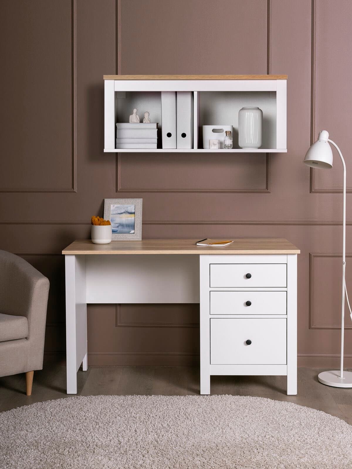 Стол письменный Сага, 120х56, белый/ясень