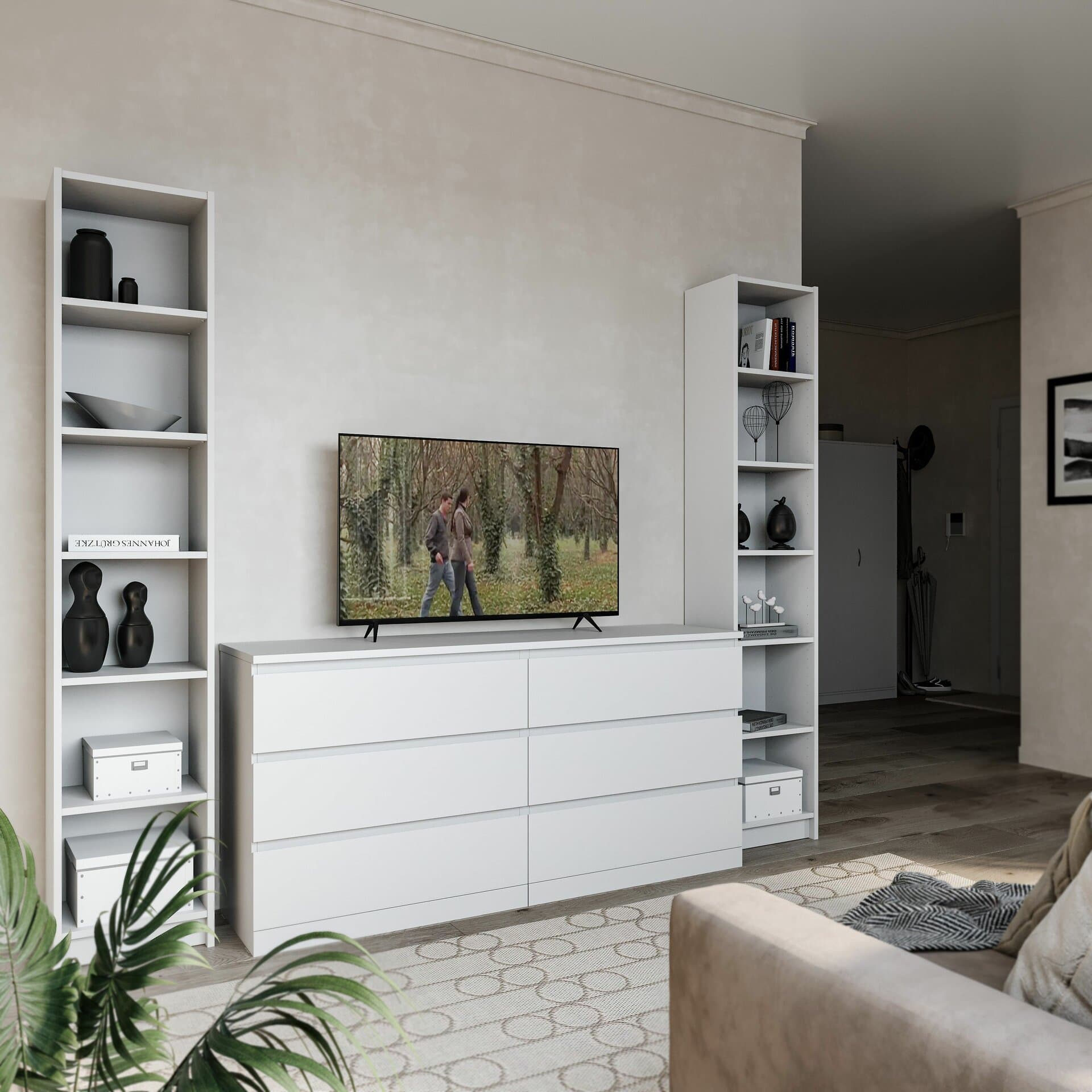 Комод Варма, 6 ящиков, горизонтальный, 160х78х40 см, эмаль белая